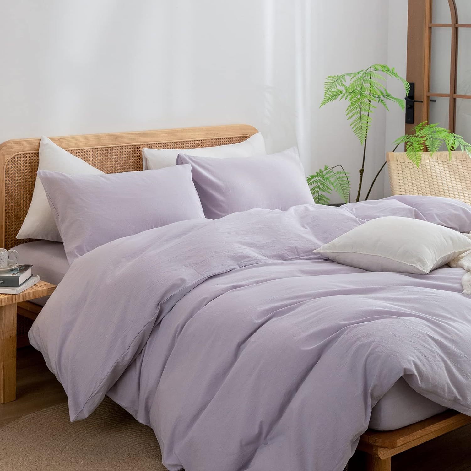 TEMU 3pcs Duvet Cover Set Soft Fiber Linen Feel Super Soft Comfortable Chic Lightweight Home Bedding Set Solid All Twin Full Queen King Breathable And Ultra Soft