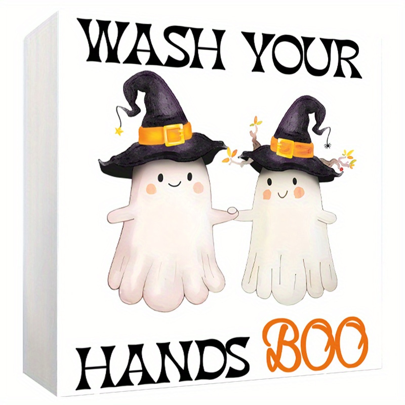 

Wash Your Hands Boo Sign With - 1pc Pvc Tabletop Decorative Plaque, Multipurpose English Language Home Office Farmhouse Art, Funny Design For Desk And Shelf Decoration