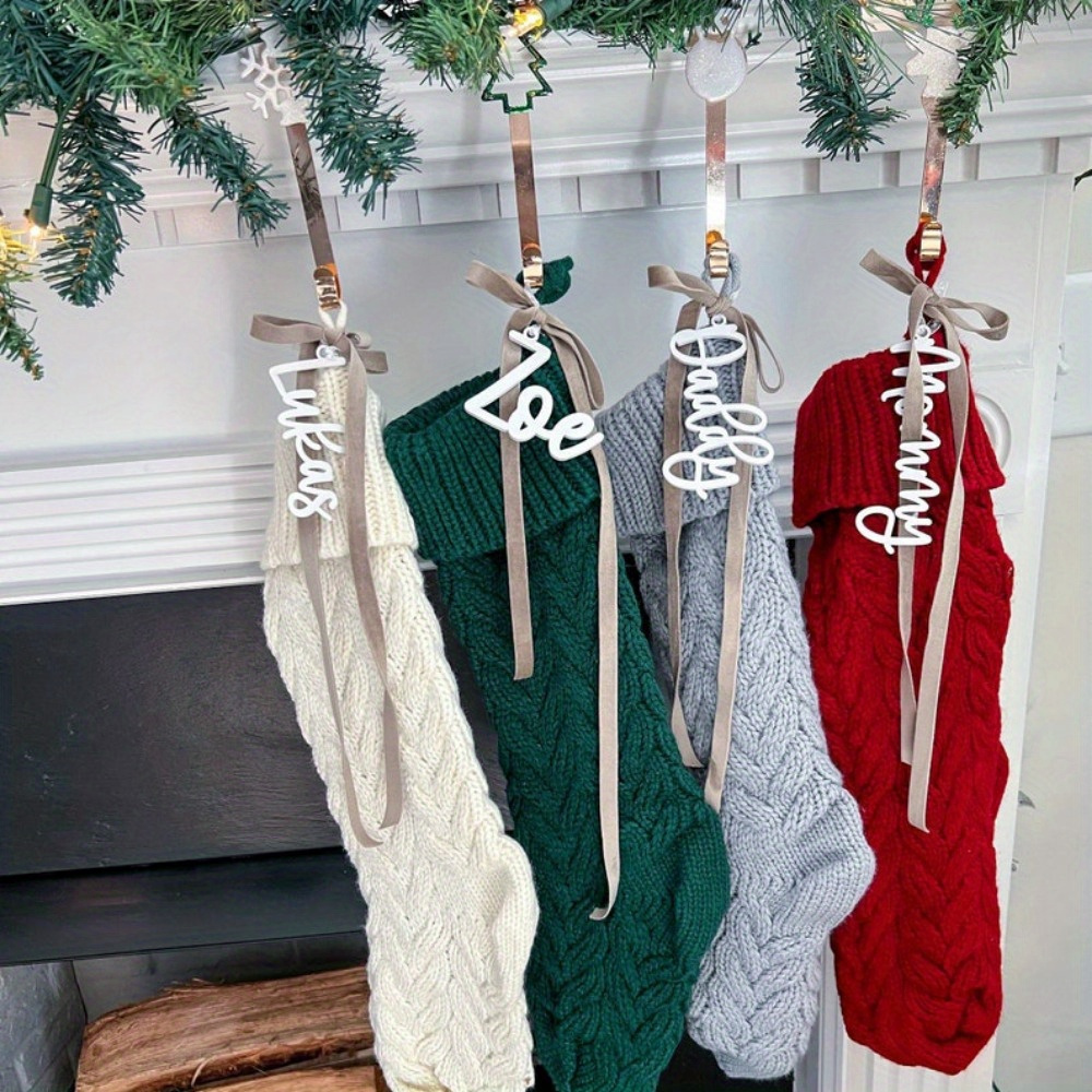 

Custom Acrylic Christmas Stocking Name Tag - Adjustable, Wall-mounted Gift Label For Holiday & Decor