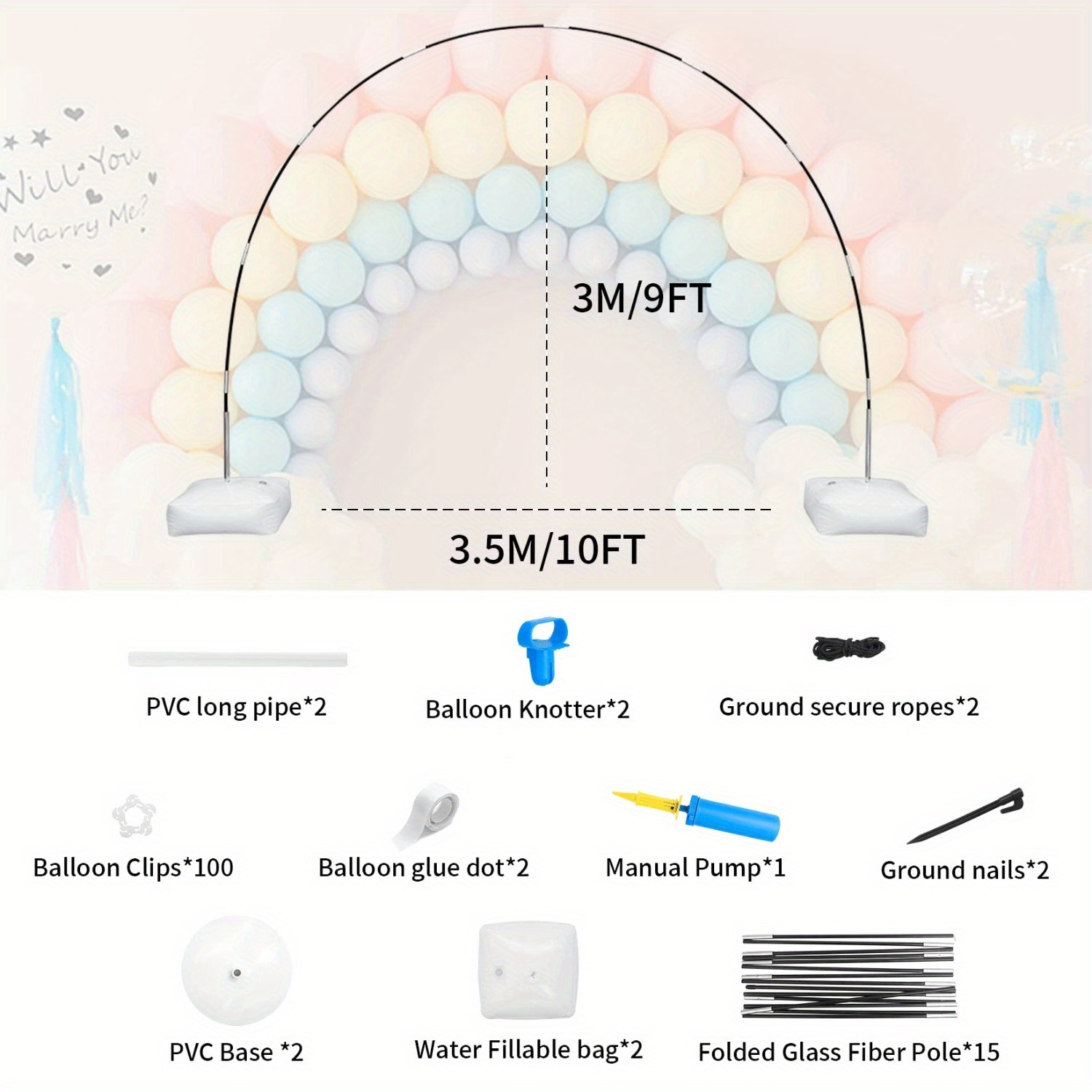 

1set Balloon Arch Set Bow Column Stand Base Frame Birthday Wedding Party Decor