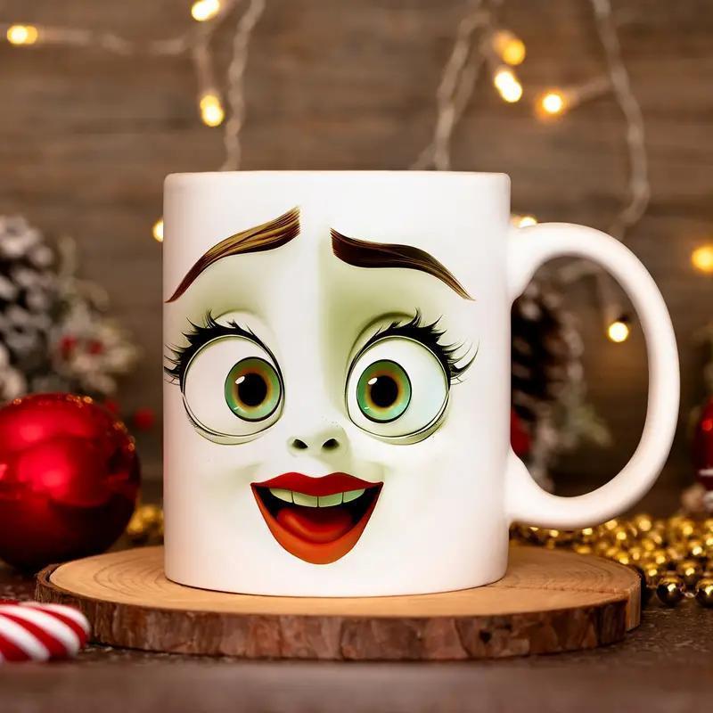 

Hot 11 Oz Large Fun Face Ceramic Mug - Portable, , And Coffee And Water Mug - Perfect Gift For , Ideal For Cafe And Restaurant Use, Happy Eid New