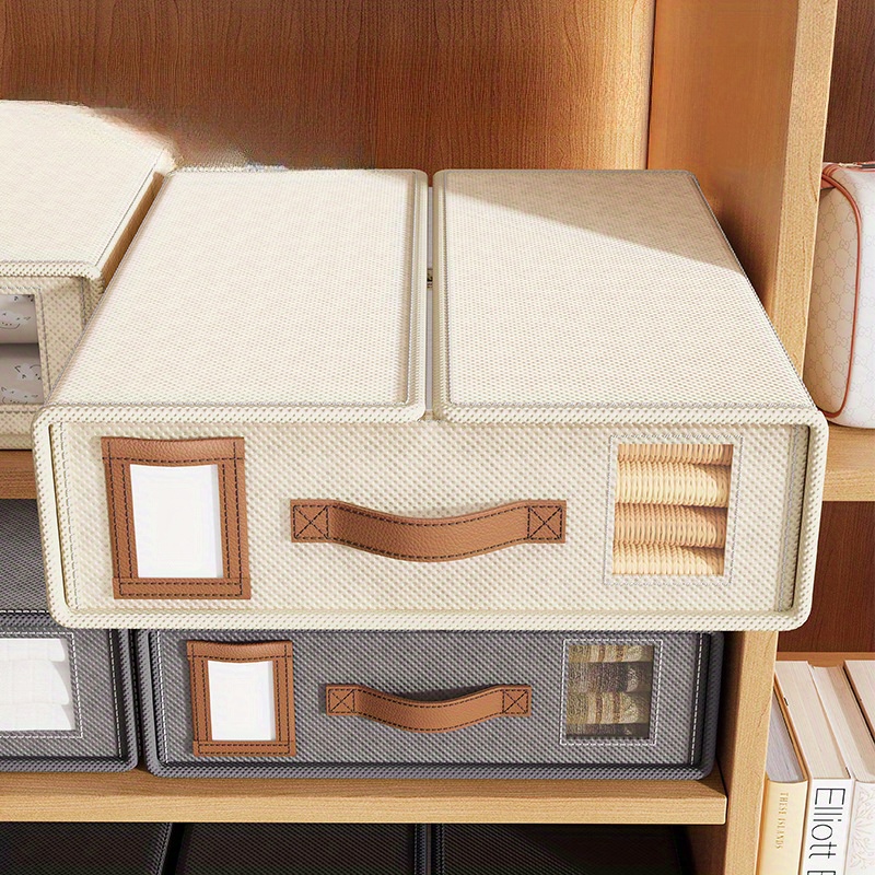 

Non-woven Bed Sheet Four-piece Set Storage Box Upgraded Faux Leather Handle Storage Box Drawer Storage Box