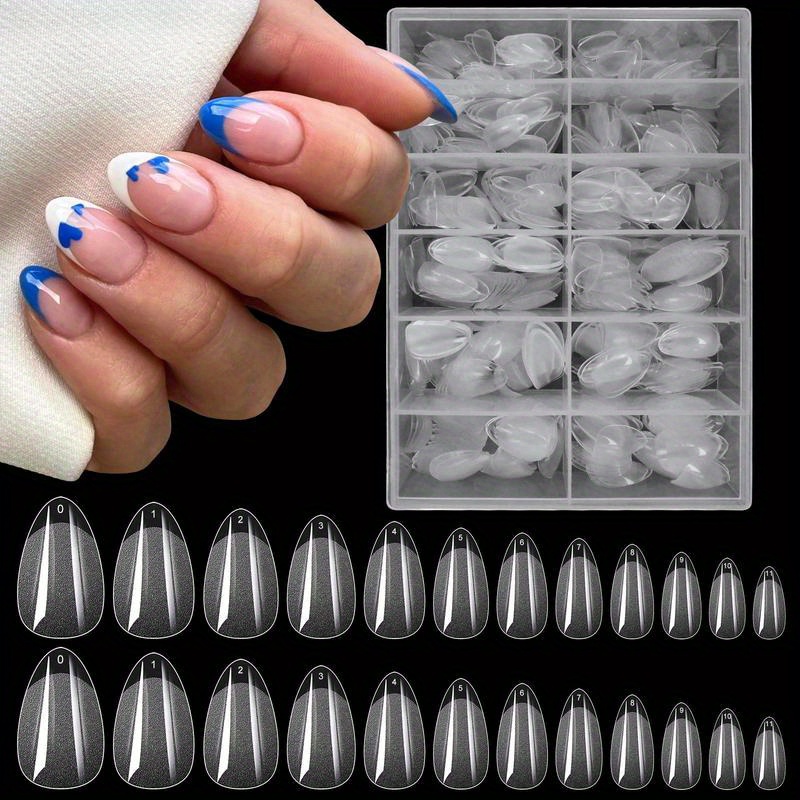 

240 Pcs/box Clear False Nail Tips - Full Cover Soft Gel Artificial Fingernails For Nails Extension - Short Almond Shape - Press On Nails For