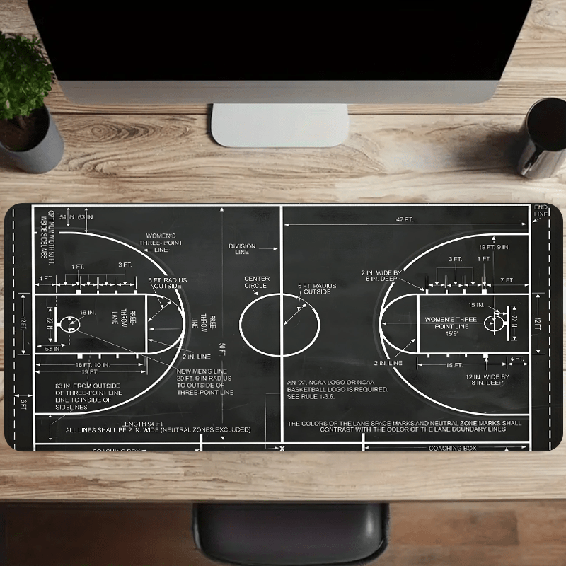 

Xxl Basketball Court Design Mouse Pad - Non-slip Rubber Base, , For Gaming & Office Use - Perfect Gift For Sports Fans