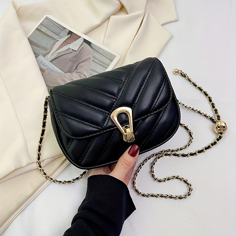 Women's Mini Quilted Handbag With , Adjustable Strap & Bead Accent - /korean Style Purse For Everyday Or Special Occasions (crossbody/shoulder Bag)