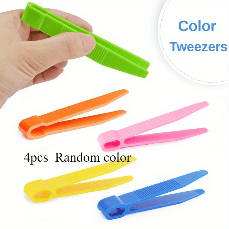 Image of 4pcs, Random Color, Tweezers Set For Youth Education-a Tool For Durable Plastics, Fine Motor Skills Development And Plant And Insect Research.