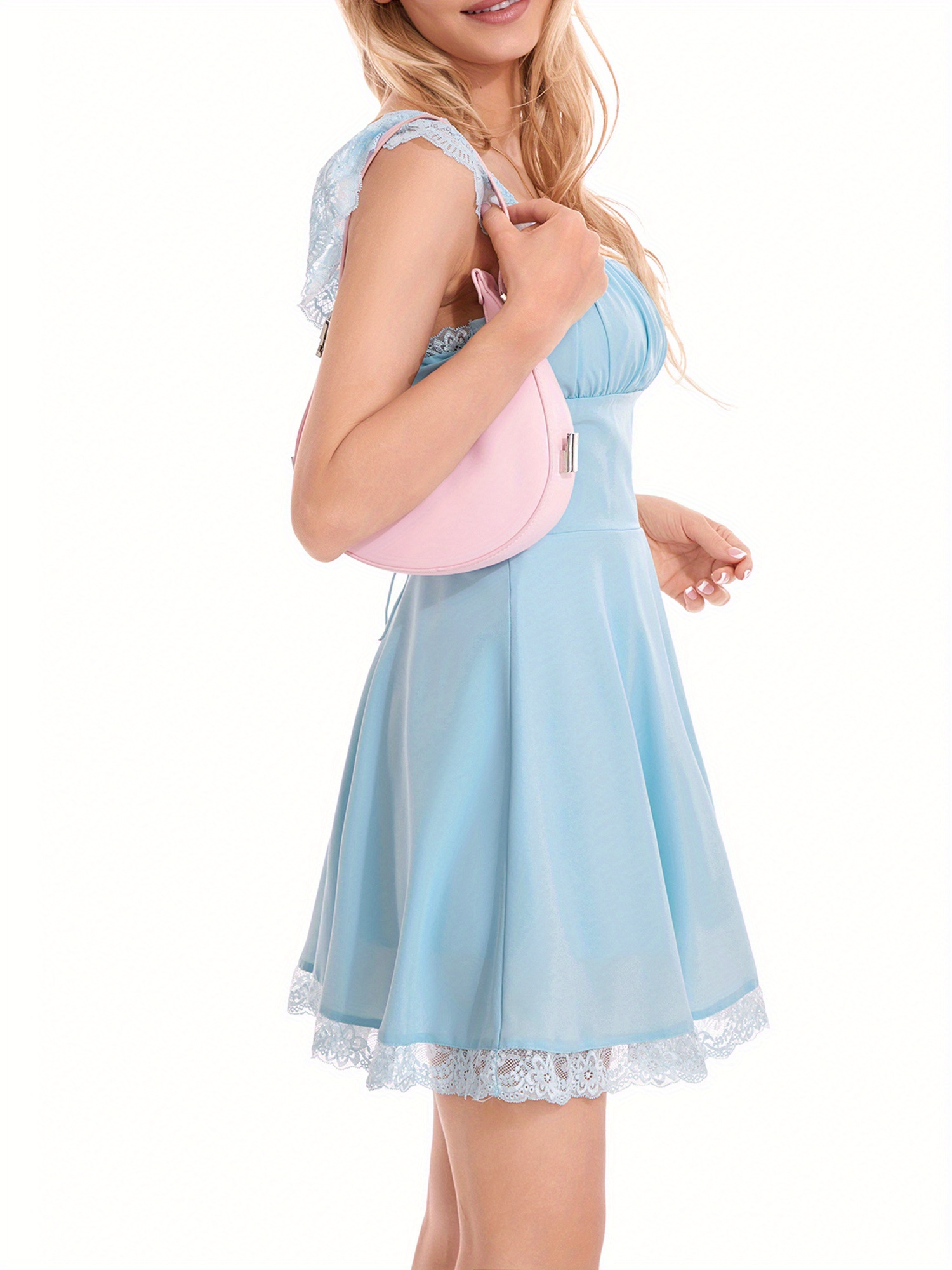 women y2k ruffle mini dress fairy vintage bodycon square - Temu