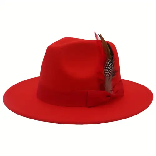 mens red dress hats Atlanta Wide Brim Fedora