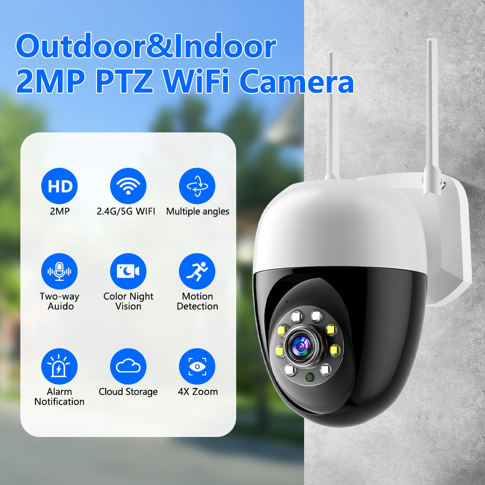 WJG 2MP HD 1080P Камера видеонаблюдения - Двухдиапазонный WiFi &, Умное внутреннее/наружное наблюдение с автоматическим отслеживанием, оповещениями, цветным ночным видением, ИИ-детектором движения, широким углом обзора, контроллером мониторинга домашних животных, поддержка облачного хранения и TF-карты (не входит в комплект) детали 2