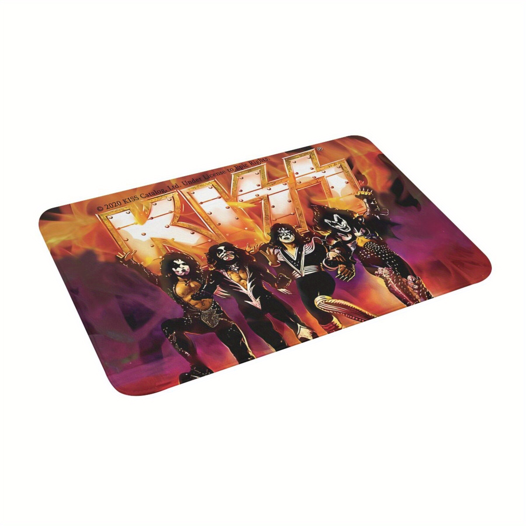 

Kiss The Band" Rock-inspired Non-slip Kitchen Mat - Durable Polyester, Machine Washable, Living Room & Entryway Decor