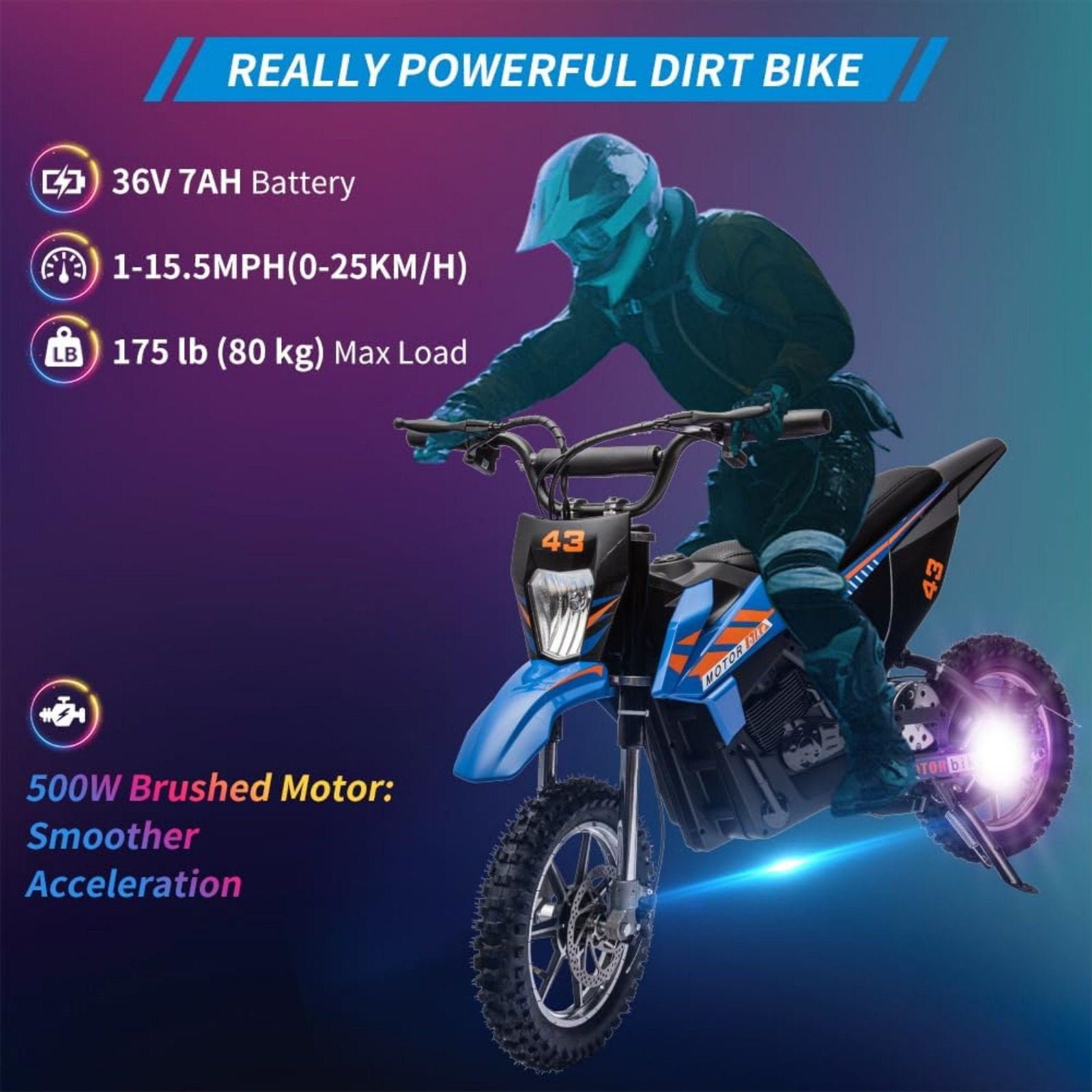 36v7ah (18v7ah*2) Electric Dirt Bike 14+ Years Old Teens Temu
