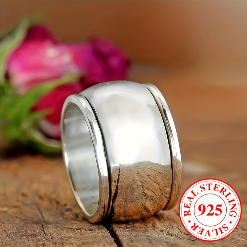 

925 Sterling Silver Ring Trendy Ring Polish Surface Trendy Wheel Shape Match Daily Outfits Suitable For Men And Women