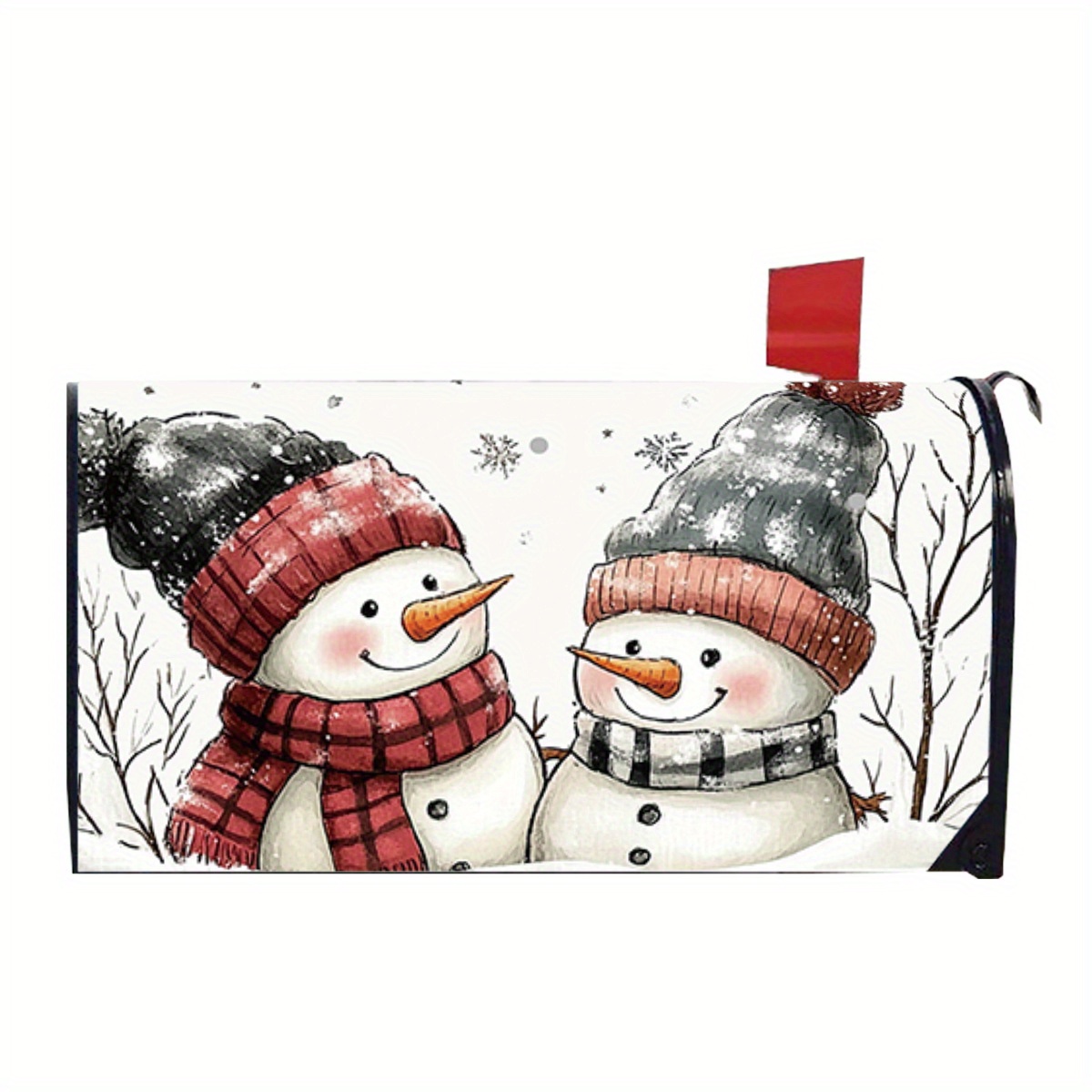 

Christmas Snowman Mailbox Cover - 1pc, Holiday Themed Magnetic Mailbox Wrap, Festive Seasonal Decor, Fits Standard Size Mailboxes, Durable Material, , Reusable