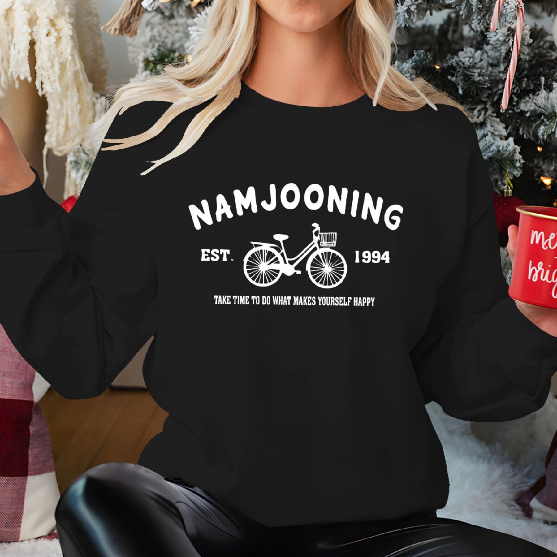 

Namjooning Graphic Neck Sweatshirt For Women - Casual Knit Polyester Pullover, Long Sleeve Fall/winter Top