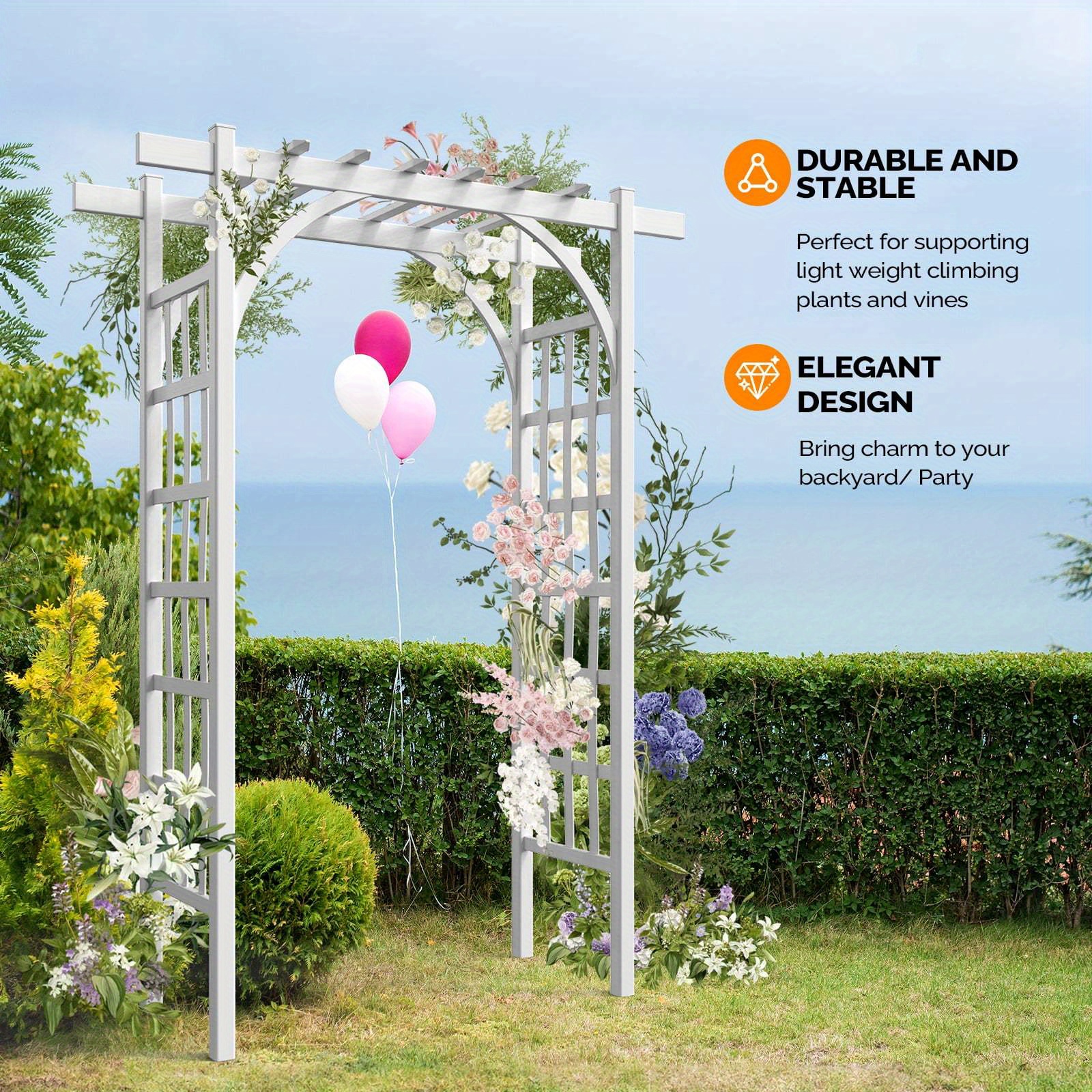 

7ft Vinyl Garden Arch Pvc Wedding Arch For Patio Garden Climbing