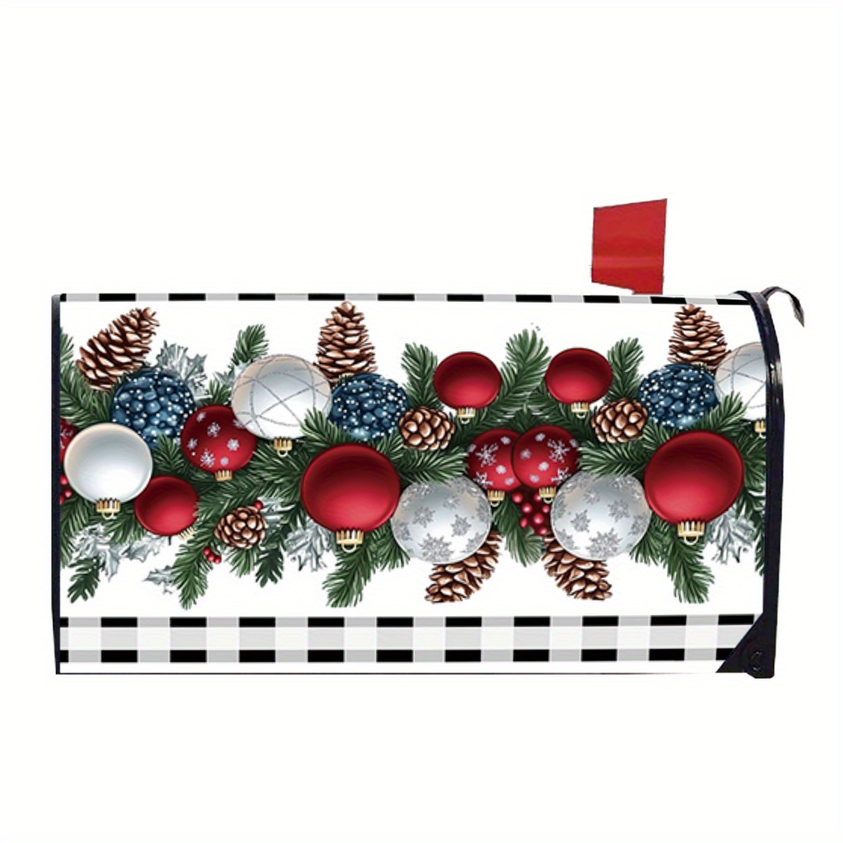 

Winter-themed Magnetic Mailbox Cover, 1pc, Christmas Decoration With Seasonal Foliage And Berries, Holiday Mailbox Wrap For Standard Size, Festive Design In Other Material