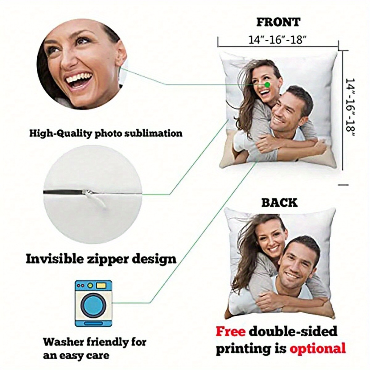 customized photo pillowcase 1pc personalized   cushion cover single sided print ideal for   special occasions home party decor polyester woven details 1