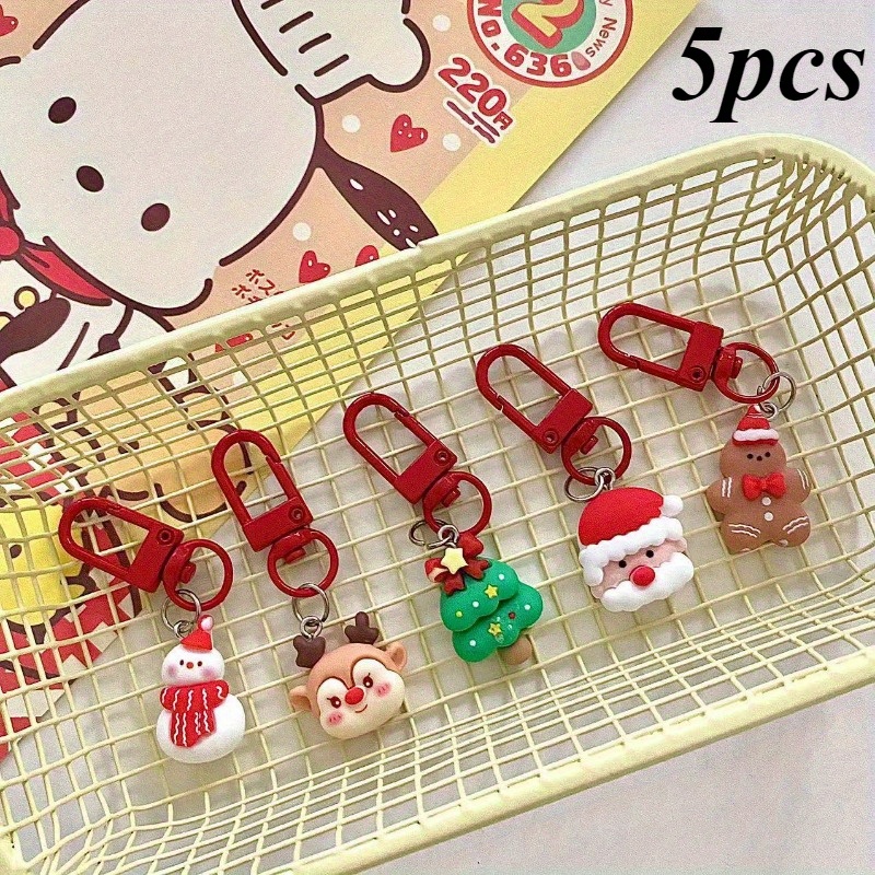 

5pcs Adorable Snowman Christmas Keychain Set - , Perfectly , For & Girlfriends, Accessory