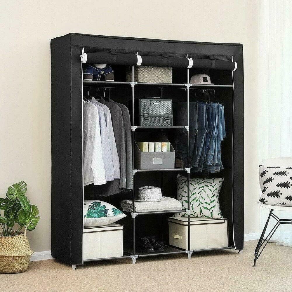 

69- - Freestanding Dustproof And Moisture- Cloth And Metal Frame Shelves, 5 And 12 Compartments Spacious Non-woven Alloy , And