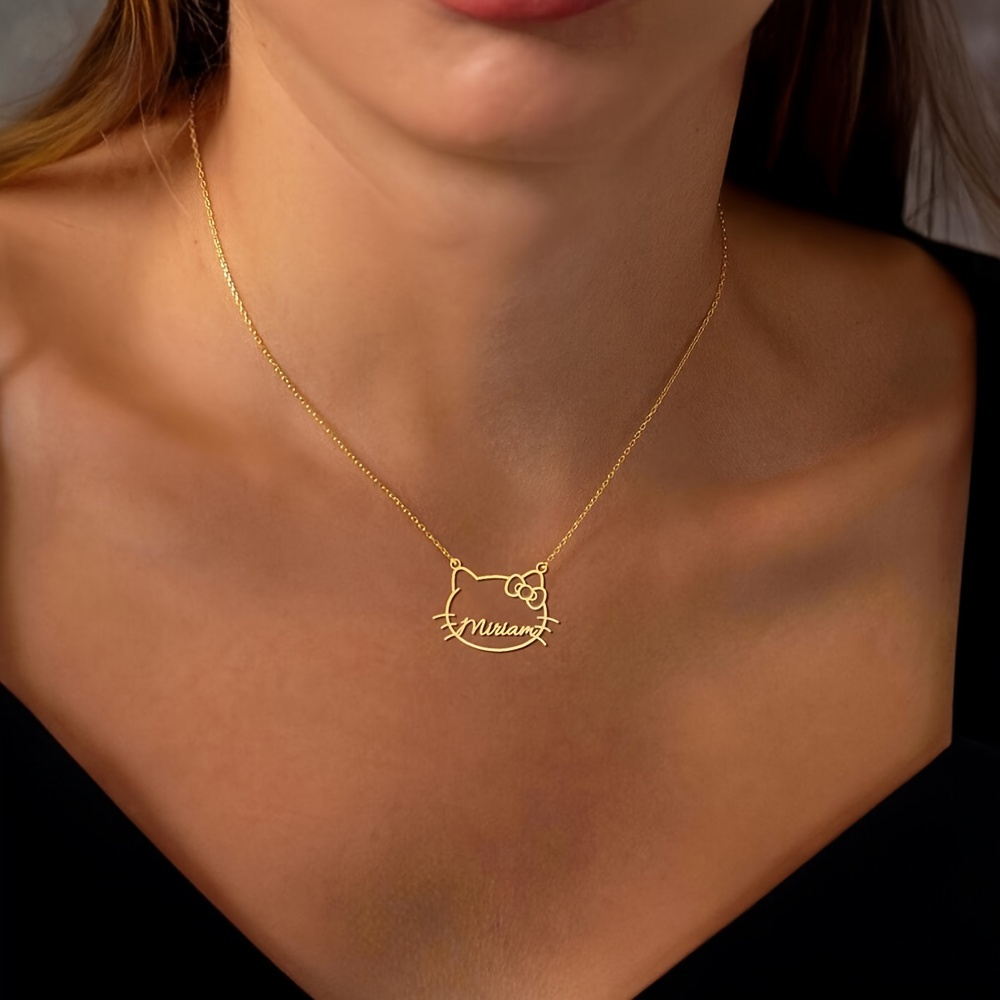 

Customizable Name Necklace - Pendant, 18k Golden Plated Stainless Steel, Elegant Women' Accessory