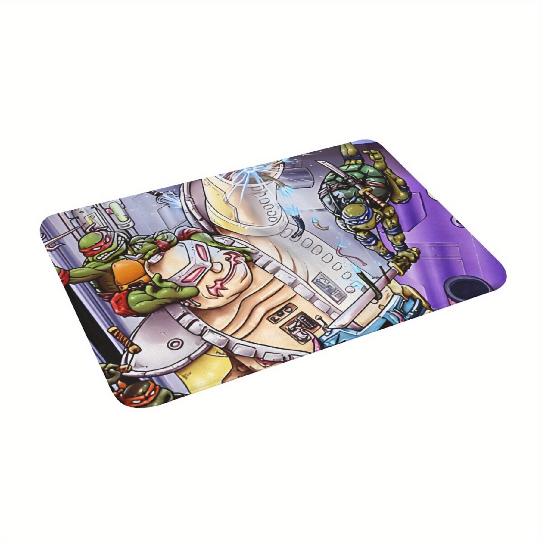 

Teenage Cartoon Warrior Turtles Themed Doormat, Machine Washable, Rectangular, Lightweight Polyester, Non-slip Backing, Living Room, Hallway, Entrance - 1pcs