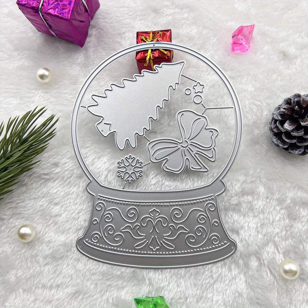 

1pc Christmas Crystal Ball Metal Die Set For Diy Scrapbooking, Embossing Craft, Greeting Personalization With & Bow Patterns - Suitable For Any Recipient