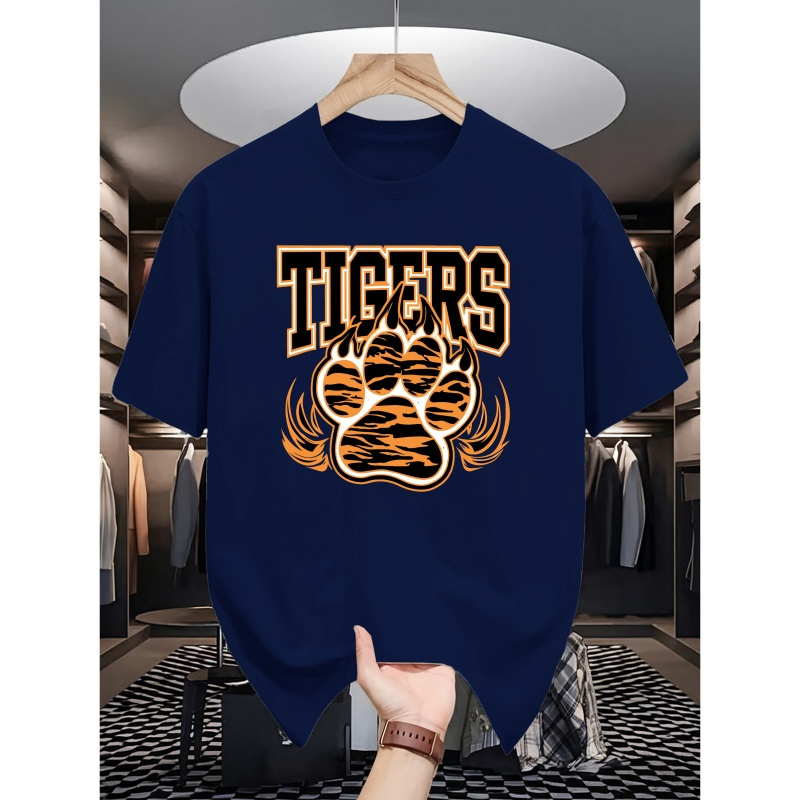 

Tigers Men's Fashionable Short-sleeve T-shirt - Casual & Round Neck Top For Summer, Breathable Polyester