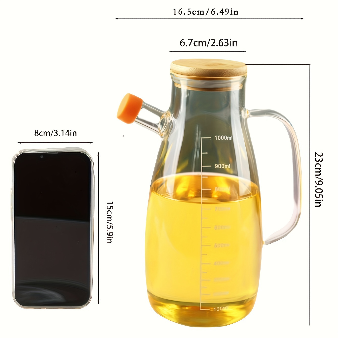 glass oil dispenser with measurement   hand wash only details 2