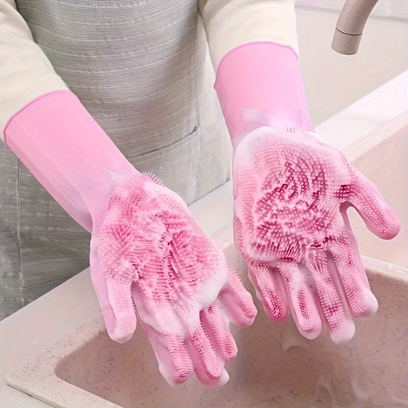 

Silicone Dishwashing Gloves, Waterproof Kitchen Cleaning Gloves, , Antibacterial, , Hand Washable, For Washing Dishes And Vegetables