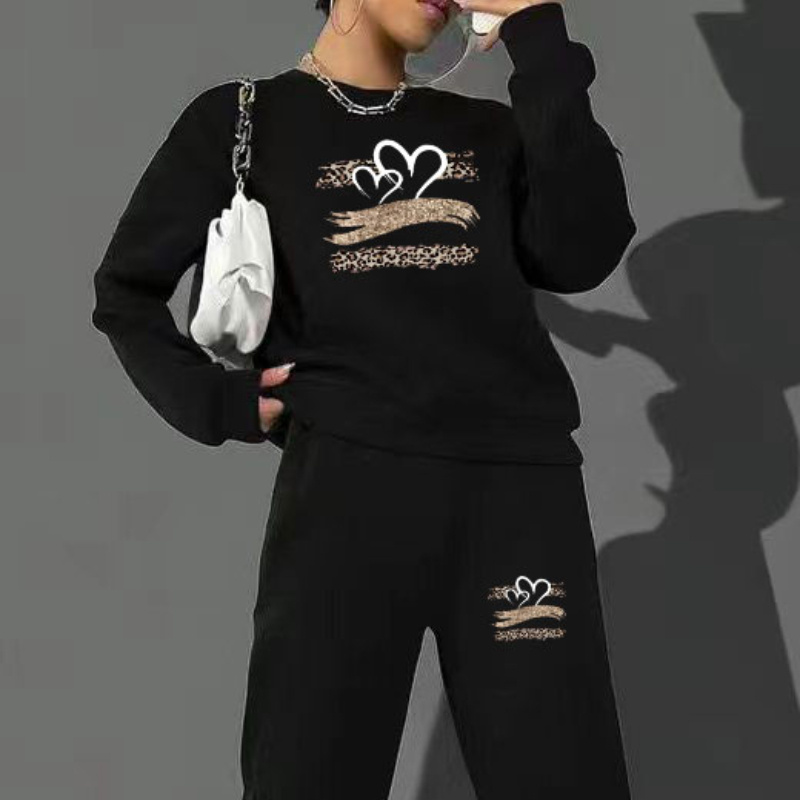 

's Plus Size Knit Outfit Set - Long Sweatshirt & , , Washable - Fall/