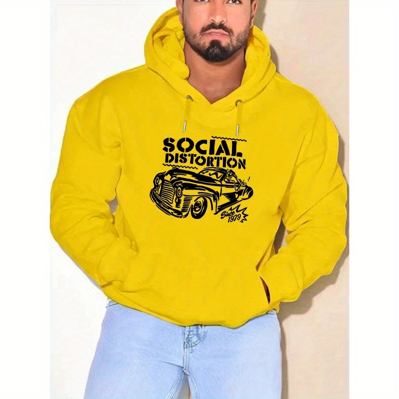

Print Plus Size Men's Loose Fit Hooded Pullover Sweatshirt, Long Sleeve Casual Hoodie For