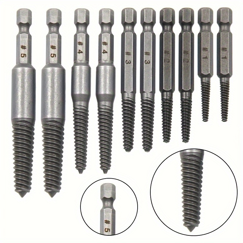 

10-piece Manual Screw & Bolt Extractor Set, High-torque Hand Tap Removal Kit For Screws & Broken Bolts, Hand-operated Tools, No Power Needed