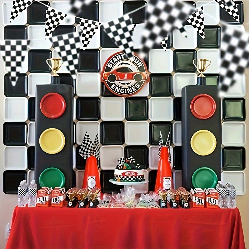 

2pcs 100ft And Checkered Birthday Decorations, For Party Supplies