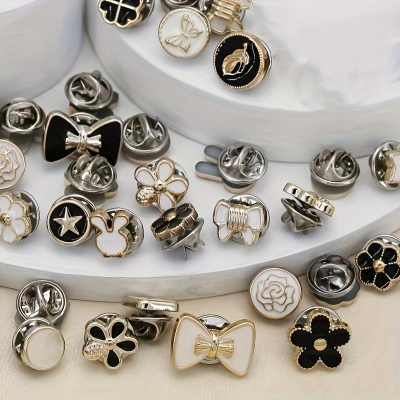 

30pcs & Set - Sew-free Snap Fasteners, Mixed Metal & Plastic, Removable For Shirts & Cardigans