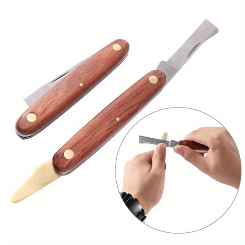 

1pc, Professional Foldable Grafting Knife With Wooden Handle, Stainless Steel Blade, Garden Pruning Cutter Tool, Tree Grafting Knife Fruit Tree Pruning