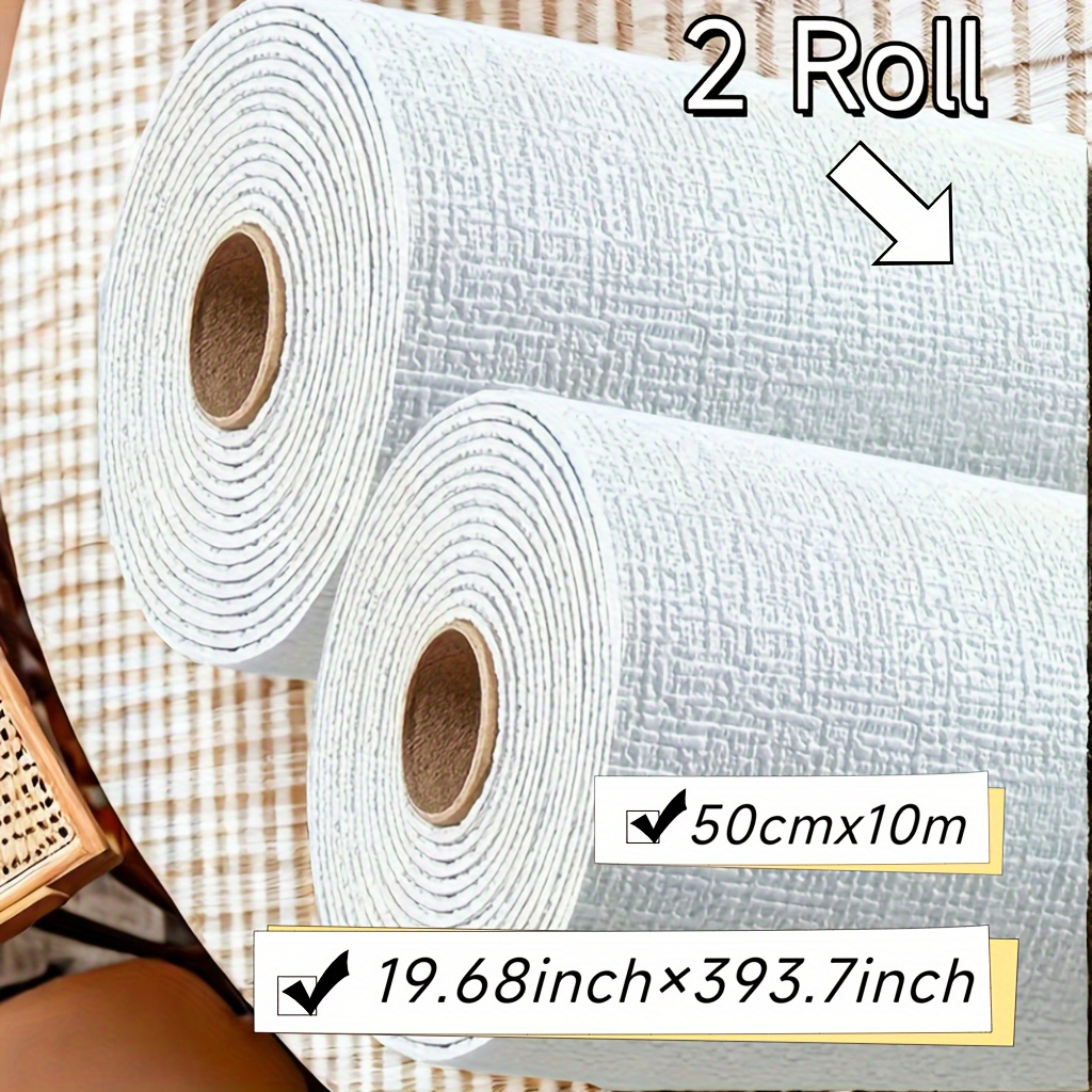 

2pcs Luxury Linen Self-adhesive Wallpaper - Oil & Waterproof, Realistic 3d Texture, Easy To And Apply, Ideal For Living Room, Dining Room Decor, 50cm X 10m Roll, Laundry Room Decor