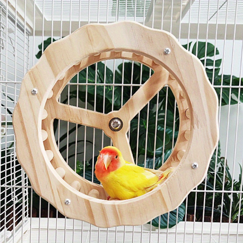 

Parrot Exercise Wheel - Wooden Spinner Toy For Birds, Relax & Mental Engagement, Ideal For Cockatiels & Small Pets