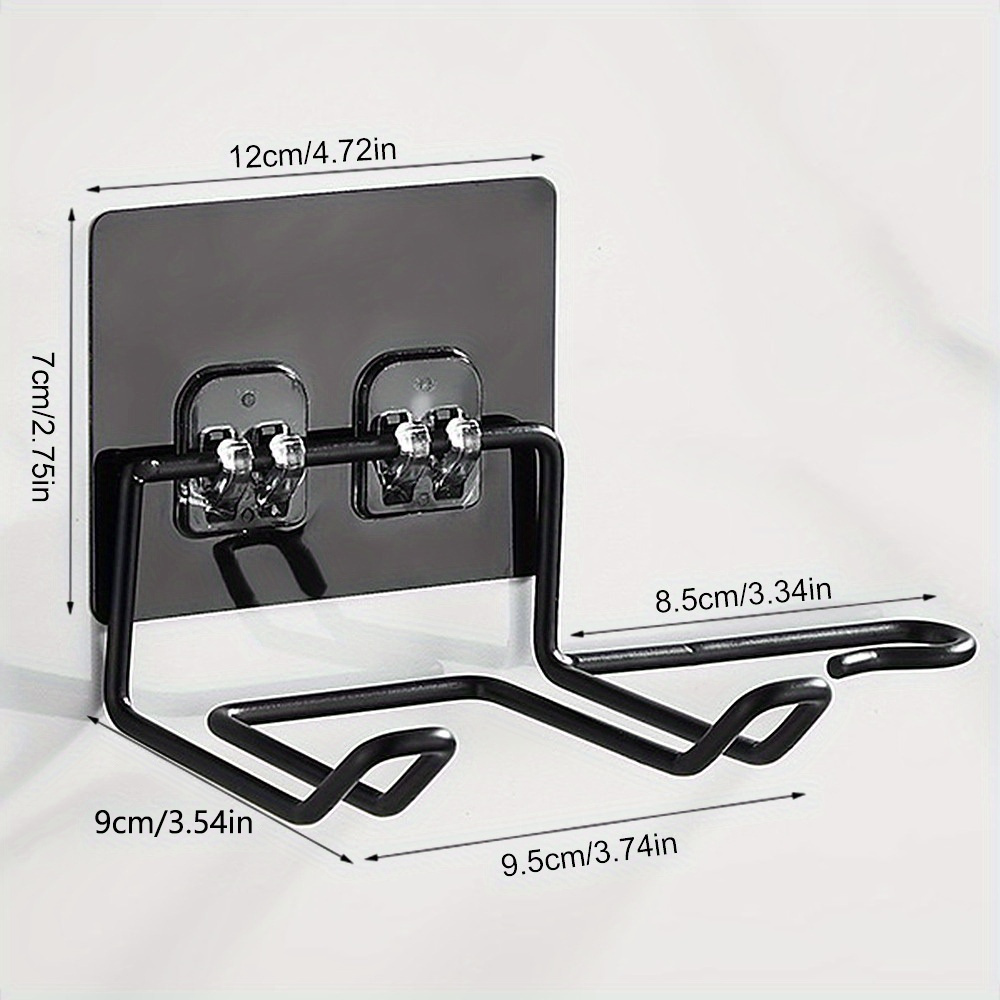 Image of 1pc Stainless Steel Hair Dryer Holder, Wall Mounted Organizer Rack For Straightener And Curling Iron, Bathroom Storage Shelf, Space- Accessory For Home Use