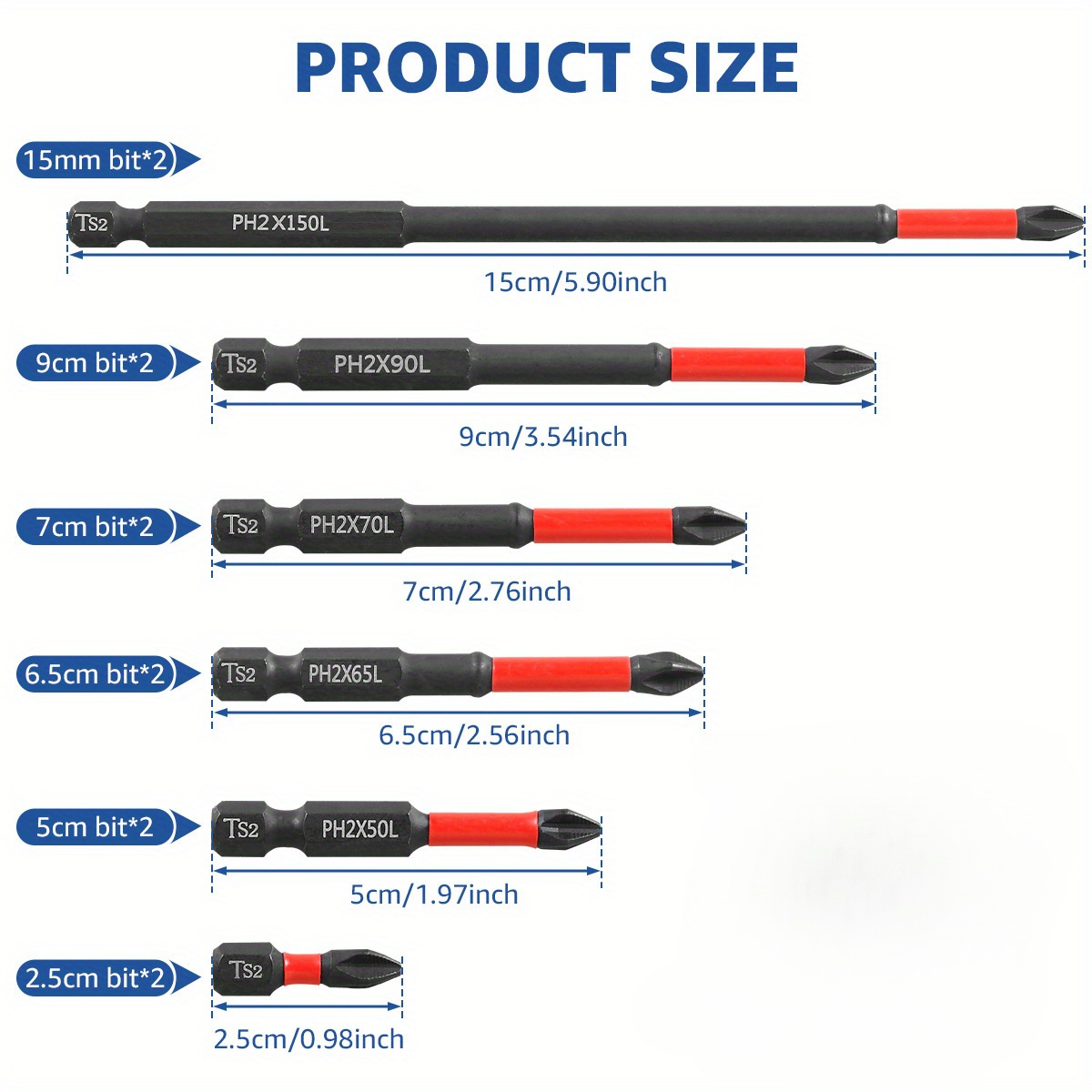 TEMU 6pcs Magnetic Screwdriver Bit Set - S2 Steel, 1/4