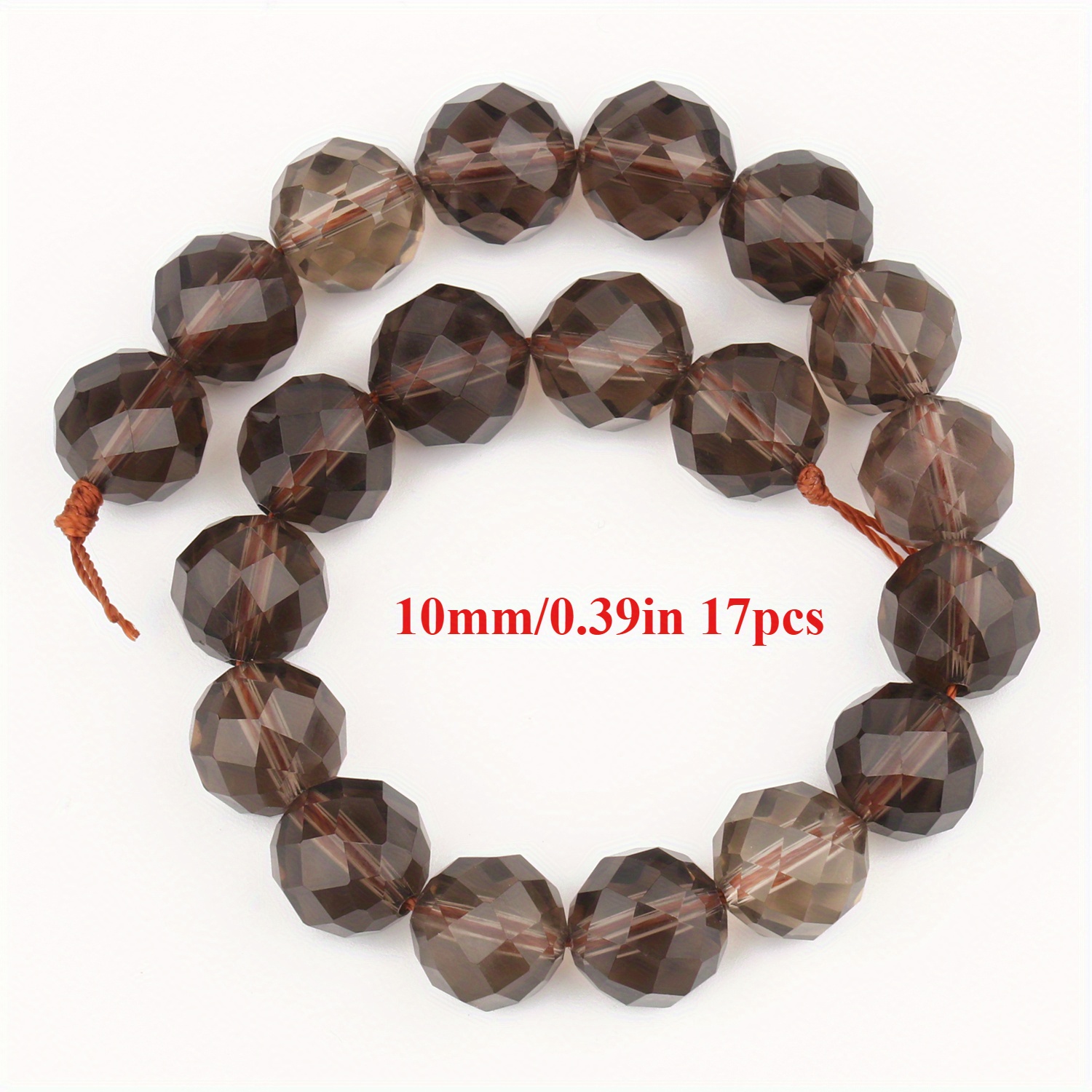 TEMU Perles d'espacement facettées en quartz fumé naturel, , perles libres pour fabrication de bijoux DIY, breloques, accessoires de bracelet