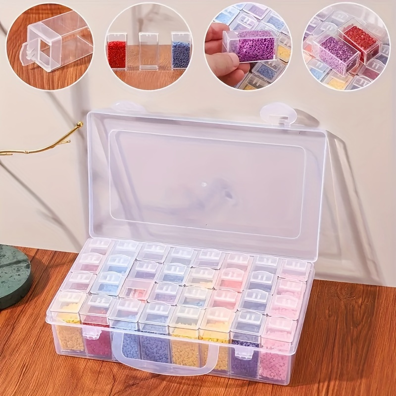 

Organisateur de Perles de Peinture Diamant 32 Fentes avec Couvercle Sécurisé & Autocollants - Solution de Rangement Portable pour Loisirs Créatifs