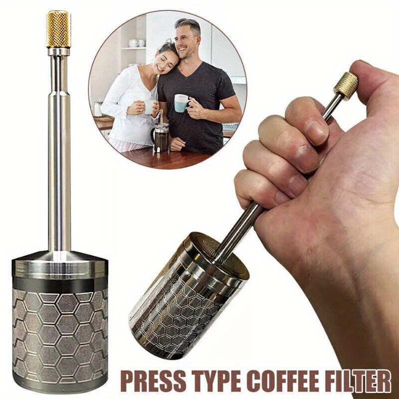 

1pc Portable Final Press Coffee Infuser Travel Stainless Filter S/ L