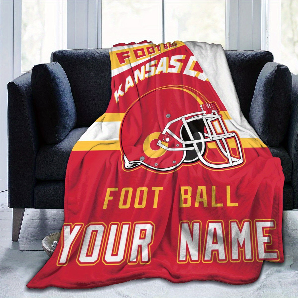 

Custom Blanket Gifts For Men Women Personalized Fans Add Name, Soft Lightweight Cozy Throw Blanket For All , Ideal For Youth Football Players