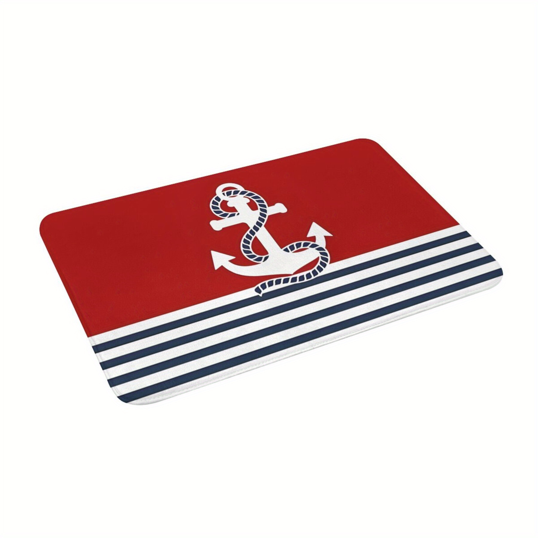 

Nautical Anchor Doormat - Lightweight, Non-slip, Machine Washable Polyester For Living Room, Kitchen - Rectangle Home Decor Carpet With Design