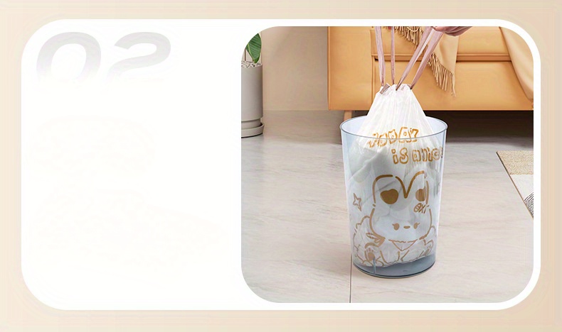 printed drawstring garbage bag for household kitchen large capacity thickened and large sealed garbage bag details 2