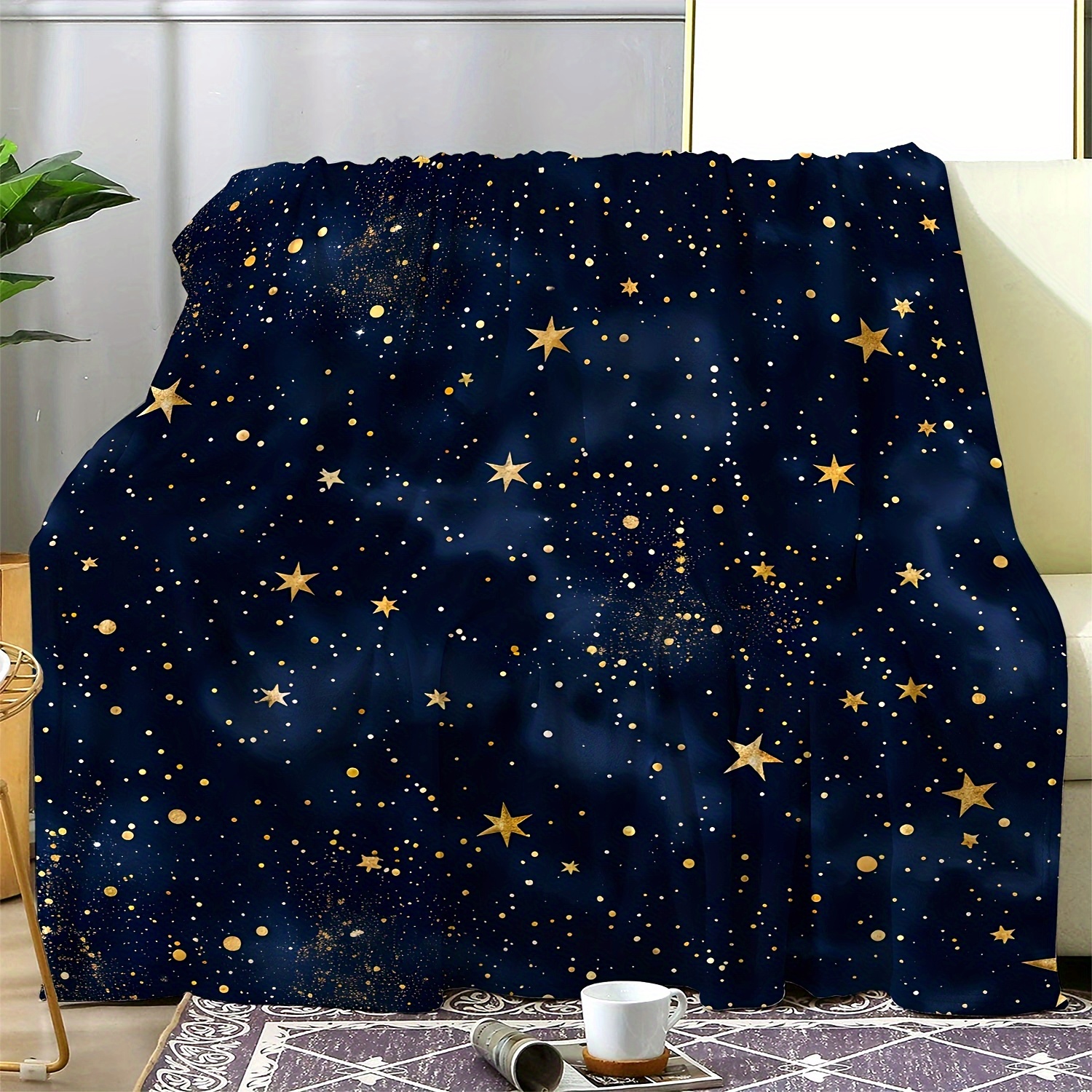 

Vintage Starry Flannel Throw Blanket – Soft, Warm, Comfortable Multipurpose Blanket For Sofa, Bed, Office, Car, Camping, Travel – Blanket