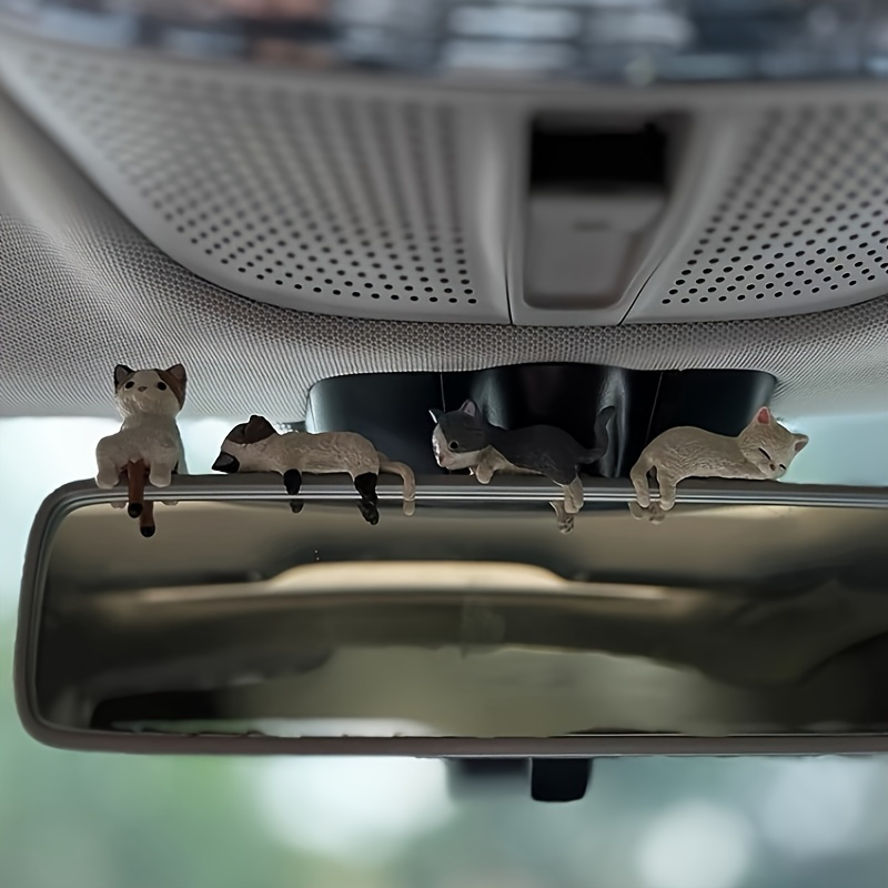 Cute Cat Car Dashboard Ornaments - Black & White Cats With Book, Resin Figurine Decor