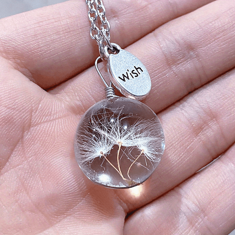 

Vintage Wish Tag Dandelion Time Gemstone Glass Pendant Necklace For Women, Perfect Valentine's Day Gift, Suitable For Daughter, Girlfriend, Wife, Mother . At Parties, Banquets, Business Meetings