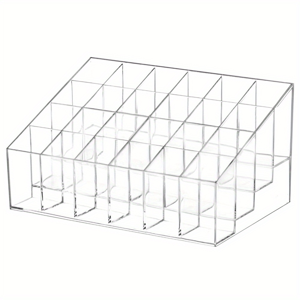 

24-space Clear Acrylic Lipstick Organizer - Makeup Holder For Lipsticks, Brushes & Bottles - Lightweight Countertop Display Stand