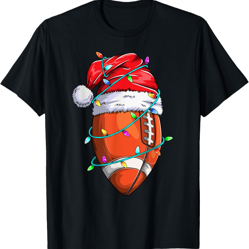 

Santa Sports Design For Men Boys Christmas Football Player T-shirt, Short Sleeve T-shirt, Soft Fabric, Breathable, Comfortable Short Sleeve Summer Toddler Boys Shirts Kids